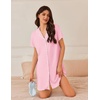 image:imageEkouaer Nightgowns for Women Button Down Sleep Shirt Short Sleeve NightShirts Boyfriend Sleepdress Soft Pajama DressDark Pink