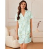 image:imageEkouaer Nightgowns for Women Button Down Sleep Shirt Short Sleeve NightShirts Boyfriend Sleepdress Soft Pajama DressGreen Floral
