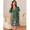 image:imageEkouaer Nightgowns for Women Button Down Sleep Shirt Short Sleeve NightShirts Boyfriend Sleepdress Soft Pajama DressGreen Flower