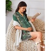 image:imageEkouaer Nightgowns for Women Button Down Sleep Shirt Short Sleeve NightShirts Boyfriend Sleepdress Soft Pajama DressGreen Flower