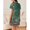 image:imageEkouaer Nightgowns for Women Button Down Sleep Shirt Short Sleeve NightShirts Boyfriend Sleepdress Soft Pajama DressGreen Flower