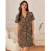 image:imageEkouaer Nightgowns for Women Button Down Sleep Shirt Short Sleeve NightShirts Boyfriend Sleepdress Soft Pajama DressLeopard