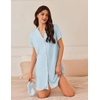 image:imageEkouaer Nightgowns for Women Button Down Sleep Shirt Short Sleeve NightShirts Boyfriend Sleepdress Soft Pajama DressLight Blue