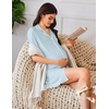 image:imageEkouaer Nightgowns for Women Button Down Sleep Shirt Short Sleeve NightShirts Boyfriend Sleepdress Soft Pajama DressLight Blue