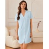 image:imageEkouaer Nightgowns for Women Button Down Sleep Shirt Short Sleeve NightShirts Boyfriend Sleepdress Soft Pajama DressLight Blue