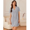 image:imageEkouaer Nightgowns for Women Button Down Sleep Shirt Short Sleeve NightShirts Boyfriend Sleepdress Soft Pajama DressLight Gray