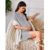 image:imageEkouaer Nightgowns for Women Button Down Sleep Shirt Short Sleeve NightShirts Boyfriend Sleepdress Soft Pajama DressLight Gray