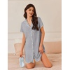 image:imageEkouaer Nightgowns for Women Button Down Sleep Shirt Short Sleeve NightShirts Boyfriend Sleepdress Soft Pajama DressLight Gray