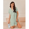 image:imageEkouaer Nightgowns for Women Button Down Sleep Shirt Short Sleeve NightShirts Boyfriend Sleepdress Soft Pajama DressLight Green