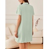 image:imageEkouaer Nightgowns for Women Button Down Sleep Shirt Short Sleeve NightShirts Boyfriend Sleepdress Soft Pajama DressLight Green