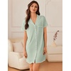 image:imageEkouaer Nightgowns for Women Button Down Sleep Shirt Short Sleeve NightShirts Boyfriend Sleepdress Soft Pajama DressLight Green