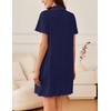 image:imageEkouaer Nightgowns for Women Button Down Sleep Shirt Short Sleeve NightShirts Boyfriend Sleepdress Soft Pajama DressNavy