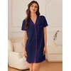 image:imageEkouaer Nightgowns for Women Button Down Sleep Shirt Short Sleeve NightShirts Boyfriend Sleepdress Soft Pajama DressNavy