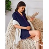 image:imageEkouaer Nightgowns for Women Button Down Sleep Shirt Short Sleeve NightShirts Boyfriend Sleepdress Soft Pajama DressNavy