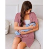 image:imageEkouaer Nightgowns for Women Button Down Sleep Shirt Short Sleeve NightShirts Boyfriend Sleepdress Soft Pajama DressPeach Red