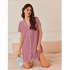 image:imageEkouaer Nightgowns for Women Button Down Sleep Shirt Short Sleeve NightShirts Boyfriend Sleepdress Soft Pajama DressPeach Red