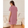 image:imageEkouaer Nightgowns for Women Button Down Sleep Shirt Short Sleeve NightShirts Boyfriend Sleepdress Soft Pajama DressPeach Red
