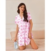 image:imageEkouaer Nightgowns for Women Button Down Sleep Shirt Short Sleeve NightShirts Boyfriend Sleepdress Soft Pajama DressPink Floral