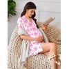 image:imageEkouaer Nightgowns for Women Button Down Sleep Shirt Short Sleeve NightShirts Boyfriend Sleepdress Soft Pajama DressPink Floral