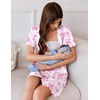 image:imageEkouaer Nightgowns for Women Button Down Sleep Shirt Short Sleeve NightShirts Boyfriend Sleepdress Soft Pajama DressPink Floral