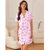 image:imageEkouaer Nightgowns for Women Button Down Sleep Shirt Short Sleeve NightShirts Boyfriend Sleepdress Soft Pajama DressPink Floral