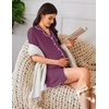 image:imageEkouaer Nightgowns for Women Button Down Sleep Shirt Short Sleeve NightShirts Boyfriend Sleepdress Soft Pajama DressPurple