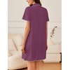 image:imageEkouaer Nightgowns for Women Button Down Sleep Shirt Short Sleeve NightShirts Boyfriend Sleepdress Soft Pajama DressPurple