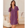 image:imageEkouaer Nightgowns for Women Button Down Sleep Shirt Short Sleeve NightShirts Boyfriend Sleepdress Soft Pajama DressPurple