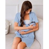 image:imageEkouaer Nightgowns for Women Button Down Sleep Shirt Short Sleeve NightShirts Boyfriend Sleepdress Soft Pajama DressSky Blue