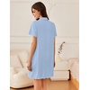 image:imageEkouaer Nightgowns for Women Button Down Sleep Shirt Short Sleeve NightShirts Boyfriend Sleepdress Soft Pajama DressSky Blue