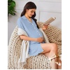 image:imageEkouaer Nightgowns for Women Button Down Sleep Shirt Short Sleeve NightShirts Boyfriend Sleepdress Soft Pajama DressSky Blue