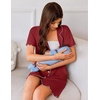 image:imageEkouaer Nightgowns for Women Button Down Sleep Shirt Short Sleeve NightShirts Boyfriend Sleepdress Soft Pajama DressWine Red