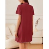 image:imageEkouaer Nightgowns for Women Button Down Sleep Shirt Short Sleeve NightShirts Boyfriend Sleepdress Soft Pajama DressWine Red