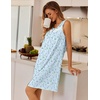 image:imageEkouaer Nightgowns for Women Button Up Sleepshirt Tank Sleeveless Nightshirt Soft Sleepwear with Pockets SXXXLBlue Floral