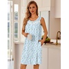 image:imageEkouaer Nightgowns for Women Button Up Sleepshirt Tank Sleeveless Nightshirt Soft Sleepwear with Pockets SXXXLBlue Floral