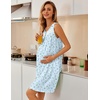 image:imageEkouaer Nightgowns for Women Button Up Sleepshirt Tank Sleeveless Nightshirt Soft Sleepwear with Pockets SXXXLBlue Floral