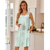 image:imageEkouaer Nightgowns for Women Button Up Sleepshirt Tank Sleeveless Nightshirt Soft Sleepwear with Pockets SXXXLCyan White Floral