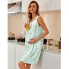 image:imageEkouaer Nightgowns for Women Button Up Sleepshirt Tank Sleeveless Nightshirt Soft Sleepwear with Pockets SXXXLCyan White Floral