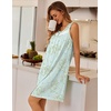 image:imageEkouaer Nightgowns for Women Button Up Sleepshirt Tank Sleeveless Nightshirt Soft Sleepwear with Pockets SXXXLCyan White Floral