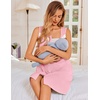 image:imageEkouaer Nightgowns for Women Button Up Sleepshirt Tank Sleeveless Nightshirt Soft Sleepwear with Pockets SXXXLDark Pink