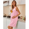 image:imageEkouaer Nightgowns for Women Button Up Sleepshirt Tank Sleeveless Nightshirt Soft Sleepwear with Pockets SXXXLDark Pink