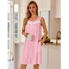 image:imageEkouaer Nightgowns for Women Button Up Sleepshirt Tank Sleeveless Nightshirt Soft Sleepwear with Pockets SXXXLDark Pink