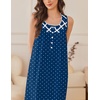 image:imageEkouaer Nightgowns for Women Cotton Long Night Gown Sleeveless Sleep Dress Victorian Nightdress Ladies SleepwearBlue Dot