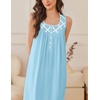 image:imageEkouaer Nightgowns for Women Cotton Long Night Gown Sleeveless Sleep Dress Victorian Nightdress Ladies SleepwearCyan
