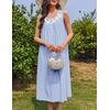 image:imageEkouaer Nightgowns for Women Cotton Long Night Gown Sleeveless Sleep Dress Victorian Nightdress Ladies SleepwearLight Blue
