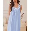 image:imageEkouaer Nightgowns for Women Cotton Long Night Gown Sleeveless Sleep Dress Victorian Nightdress Ladies SleepwearLight Blue