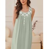 image:imageEkouaer Nightgowns for Women Cotton Long Night Gown Sleeveless Sleep Dress Victorian Nightdress Ladies SleepwearLight Green