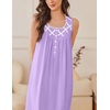 image:imageEkouaer Nightgowns for Women Cotton Long Night Gown Sleeveless Sleep Dress Victorian Nightdress Ladies SleepwearLight Purple