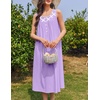 image:imageEkouaer Nightgowns for Women Cotton Long Night Gown Sleeveless Sleep Dress Victorian Nightdress Ladies SleepwearLight Purple