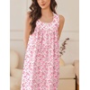 image:imageEkouaer Nightgowns for Women Cotton Long Night Gown Sleeveless Sleep Dress Victorian Nightdress Ladies SleepwearPink Florals